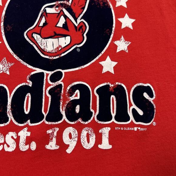 Cleveland Indians Chief Wahoo Shirt Women's Large New Era Merch Red Blue Velvet - Picture 7 of 12